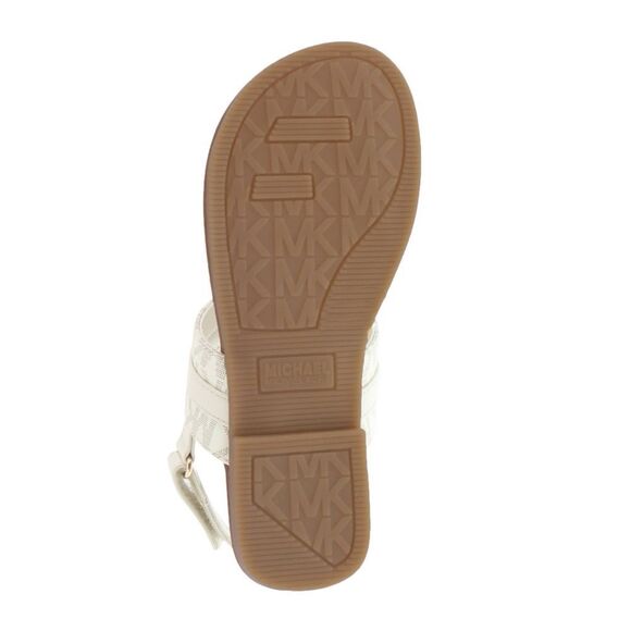 New! MICHAEL KORS Little Girls Jaliyah MK Logo T-Strap Sandals Shoe Vanilla NWOB - Picture 5 of 11